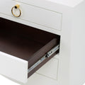 Gracie White Side Table stained drawer interior