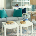 Gracie White Tea Tables styled in living room