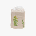 Green Ferns Embroidered Tissue Box Cover - flax linen