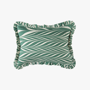 Green Chevron Lumbar Pillow Cover