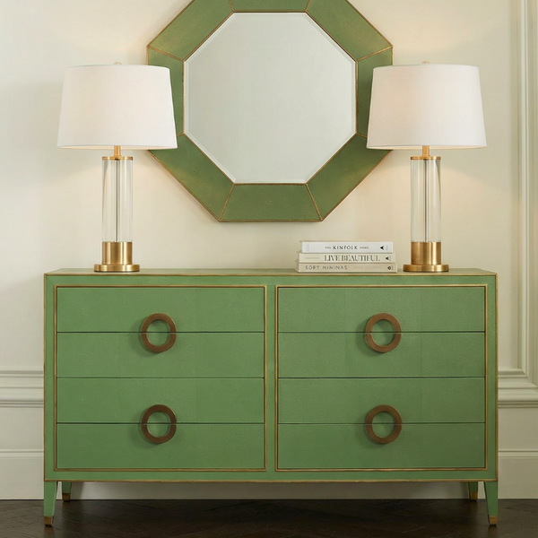 Edgar Verde Shagreen Mirror - Green Textured Leather