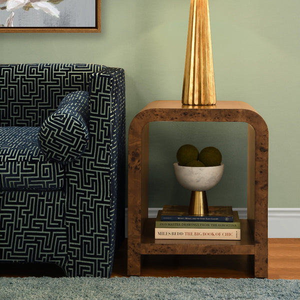 Grisanti Dark Burl Side Table - Burlwood Veneer Tables - Dear Keaton