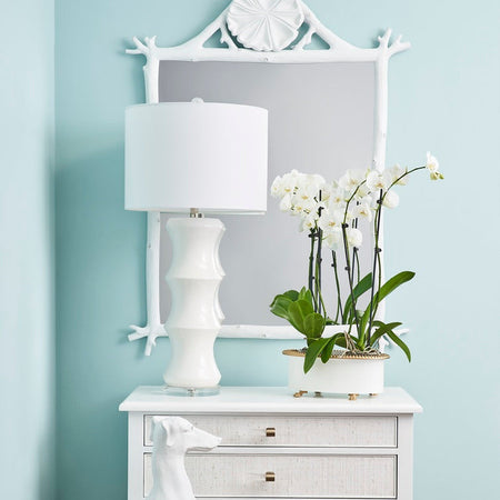 Grotto Mirror - White Faux Bois Coastal Mirror 