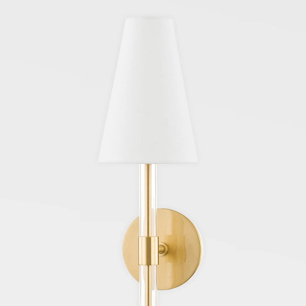 Jacinda Wall Sconce Details - Aged Brass, Linen and Acrylic