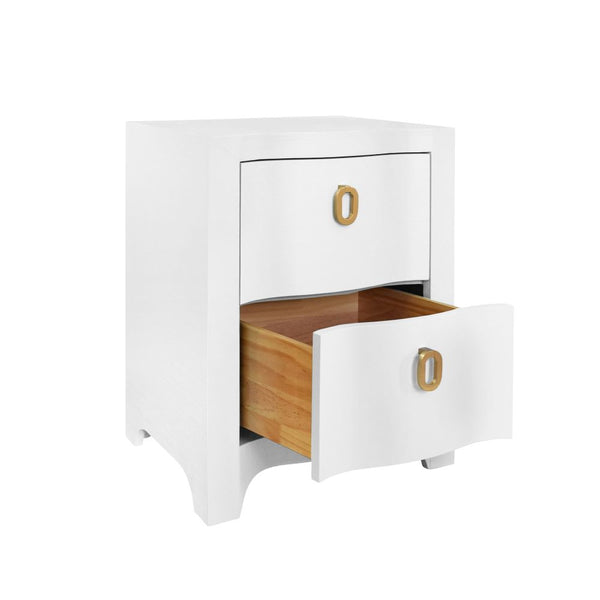 Castella White Side Table with open bottom drawer