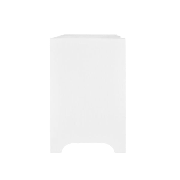 Castella White Lacquered Linen Side Table - Side View