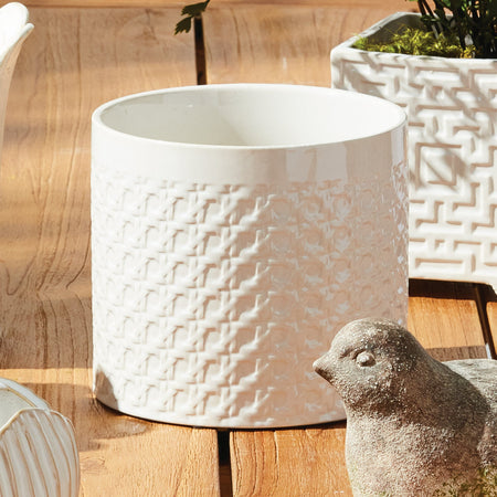 Hamilton Cachepot - cane woven texture