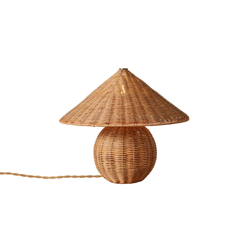 Hanalei Woven Rattan Table Lamp illuminated