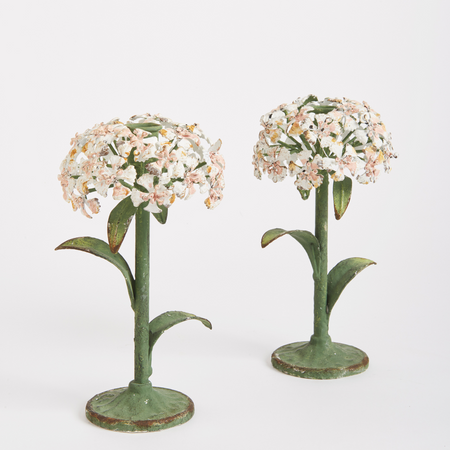 Handpainted Reproduction Toleware Hydrangea Taper Holders from Dear Keaton
