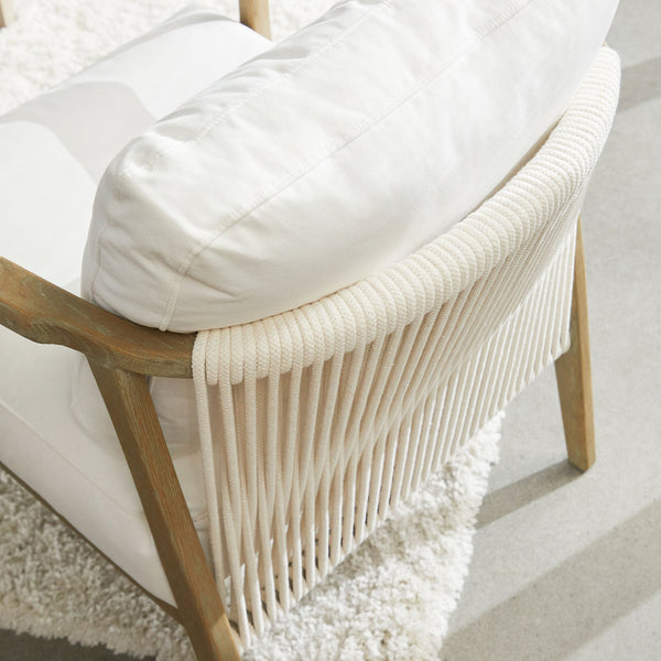 Nash White Club Chair back details - woven rope design