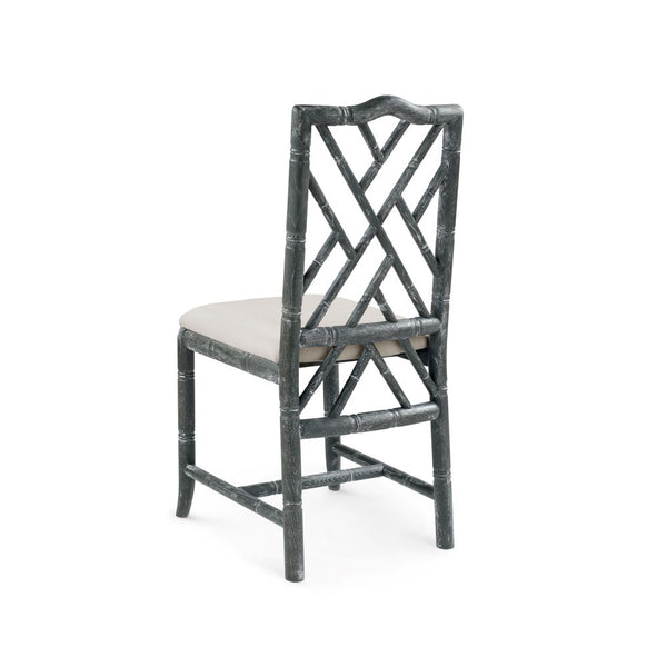 Hayden Grey Chippendale Side Chair Back Fretwork Details