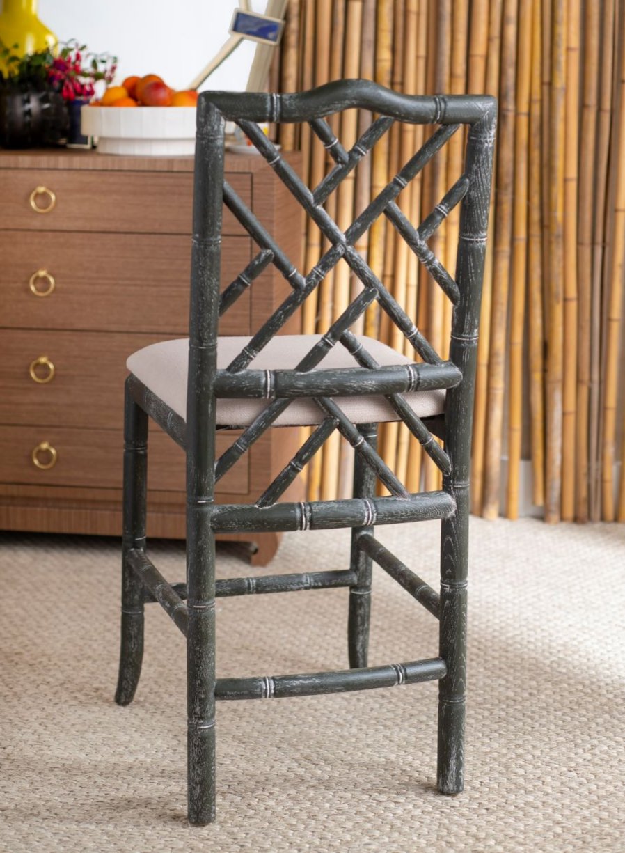 Hayden Grey Counter Stool styled in living room