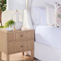 Hayward Oak Nightstand styled in bedroom