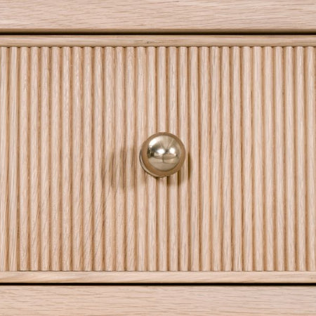 Hayward Oak Console Table - brass finish round iron drawer knob