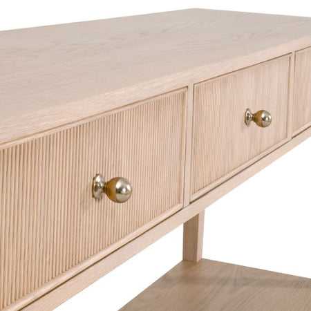 Hayward Oak Console Table - fluted drawers closeup