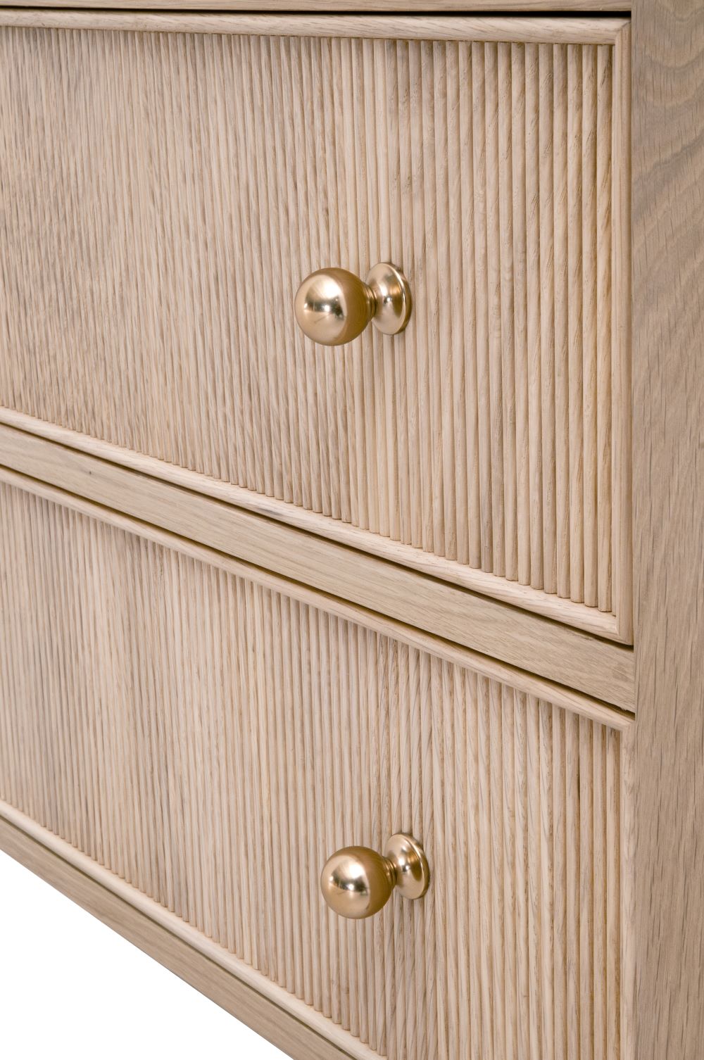 Hayward Open Shelf Oak Nightstand -  brass finish round hardware closeup
