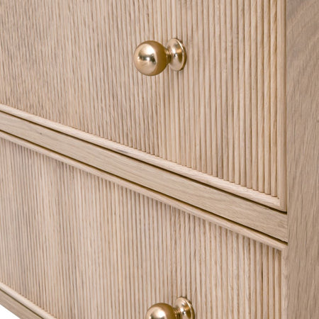 Hayward Open Shelf Oak Nightstand -  brass finish round hardware closeup
