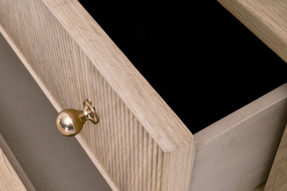 Hayward Open Shelf Oak Nightstand - felt lined top drawer