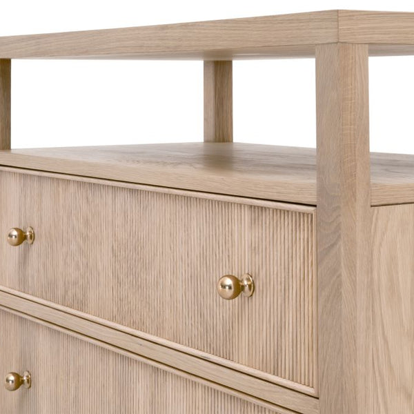 Hayward Open Shelf Oak Nightstand Closeup