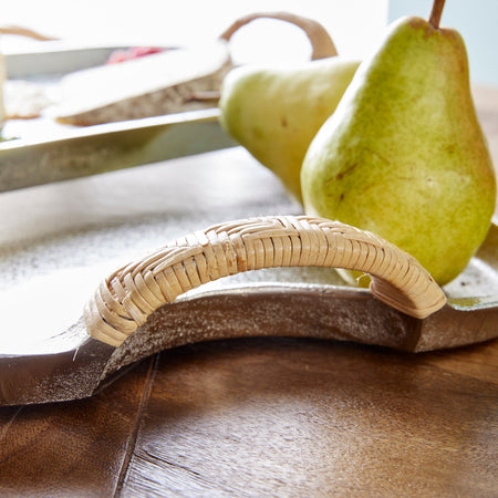 Helena Tray Set - rattan handle closeup