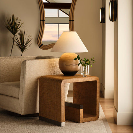 Hera End Table styled in neutral living room