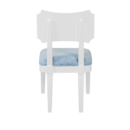 Heston Light Blue Dining Chair White Lacquer Back