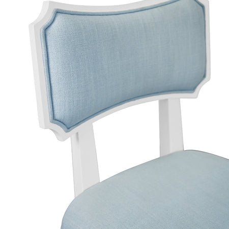 Heston Light Blue Dining Chair performance fabric closeup