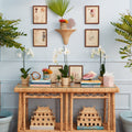 Hope Town Rattan Console Table styled in blue room