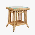 Hope Town Side Table - woven rattan table with glass top