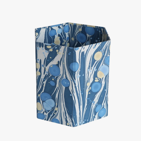 Indigo Pebble Marbleized Wastebasket