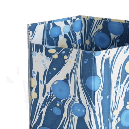 Indigo Pebble Marbleized Wastebasket Closeup