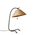 Iron table lamp with seagrass shade