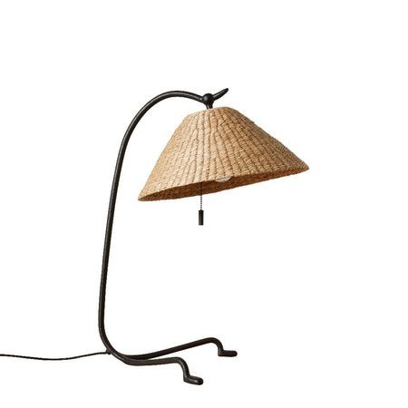 Iron table lamp with seagrass shade