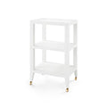 Isabella Three Tier White Grasscloth Side Table 