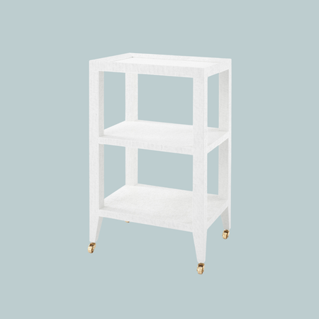 Isabella White Grasscloth Side Table