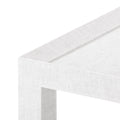 Isabella White Grasscloth Side Table corner closeup