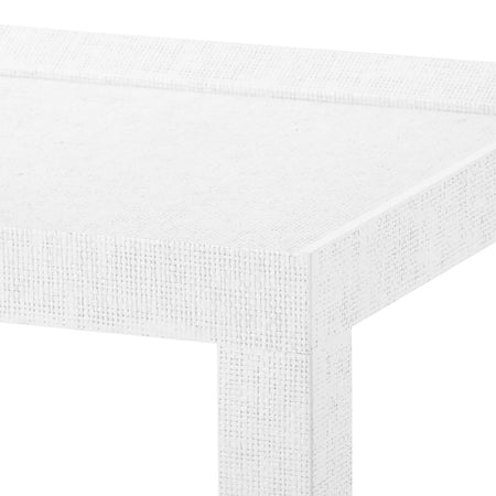 Isabella White Grasscloth Side Table corner texture closeup