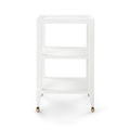 Isabella White Grasscloth Side Table with glass top