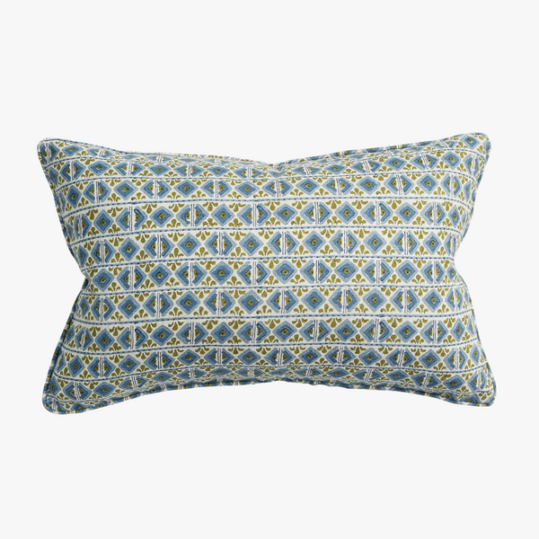 Ishtar Moss Azure Lumbar Pillow Cover