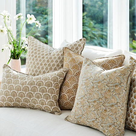 Nori Elm Lumbar Pillow Cover Styled with Iznik Elm