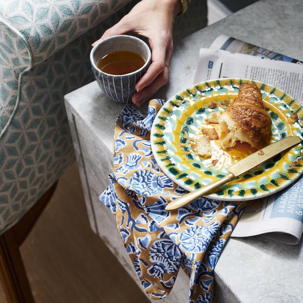 Walter G Iznik Tobacco Napkins styled with teacup