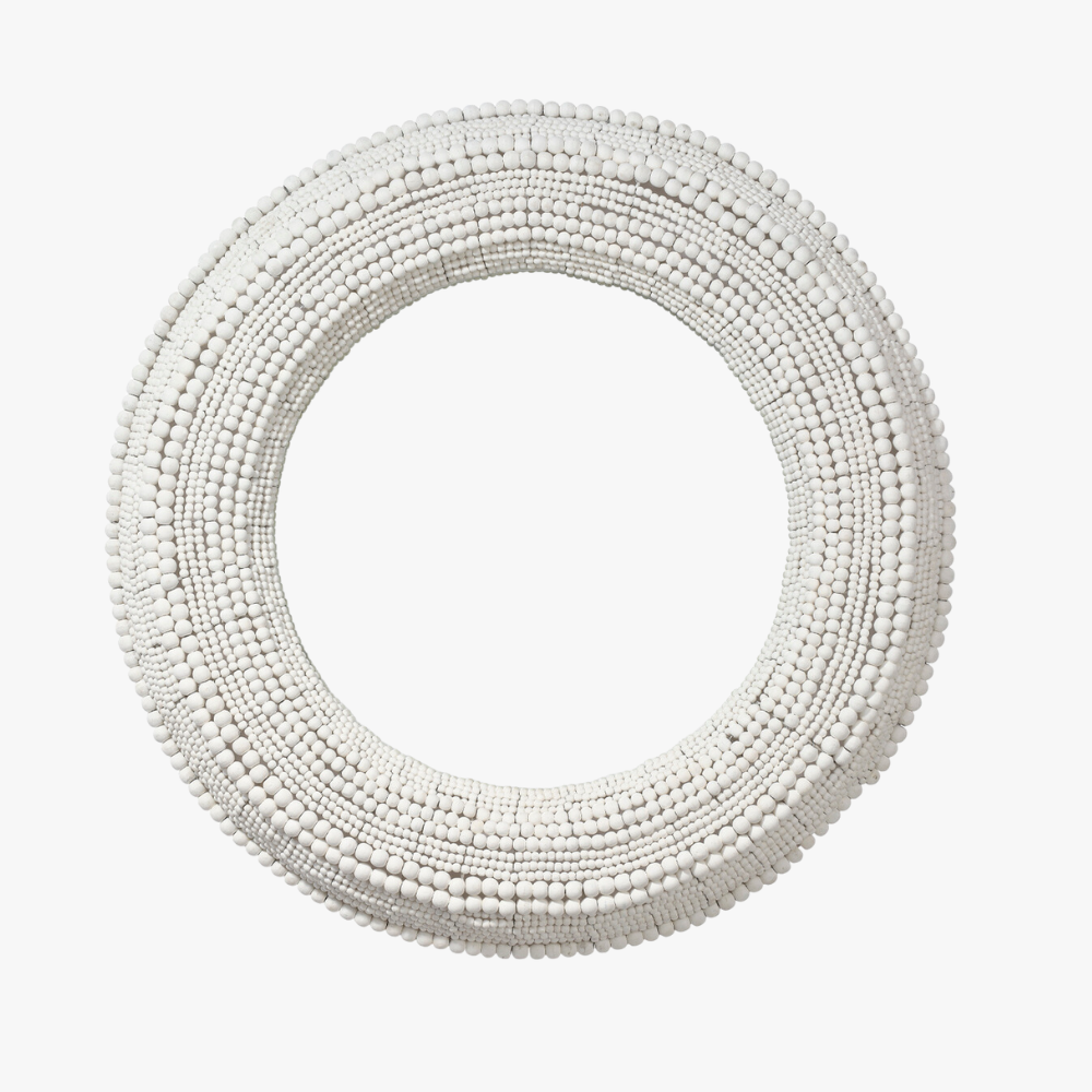 Summerset White Beaded Mirror by Dear Keaton