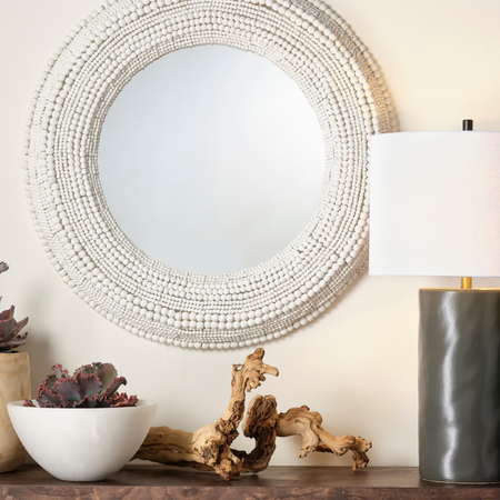 Summerset White Beaded Mirror Styled