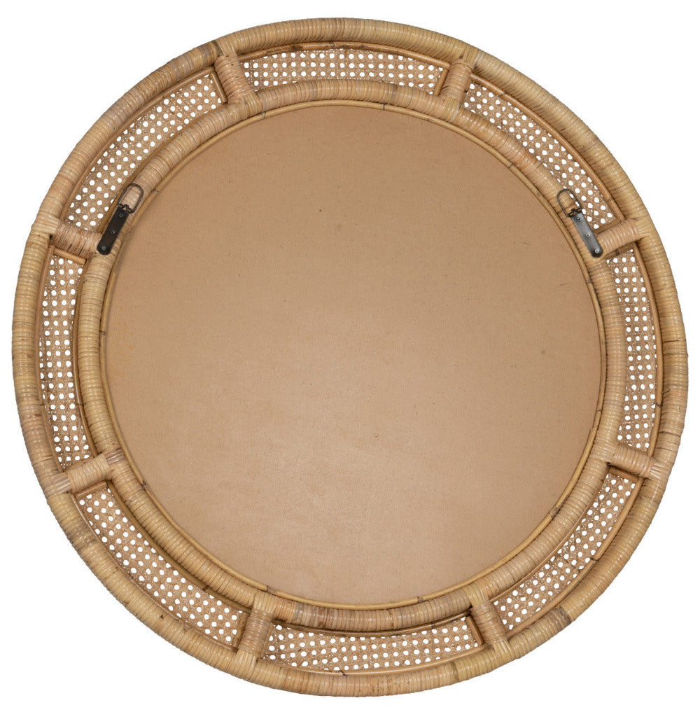 Juno Round Rattan Mirror - back view - D rings