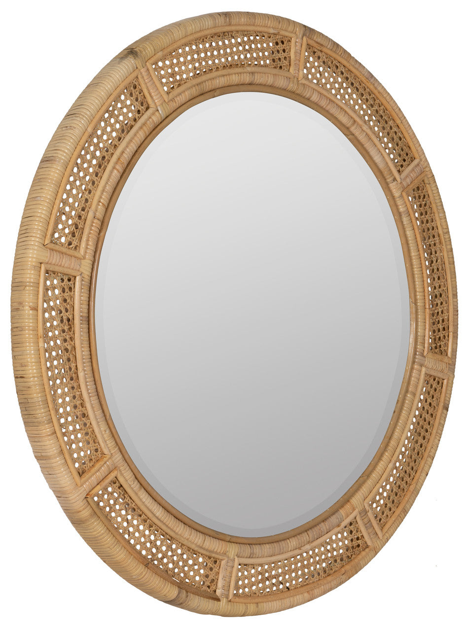 Juno Round Rattan Mirror - side view