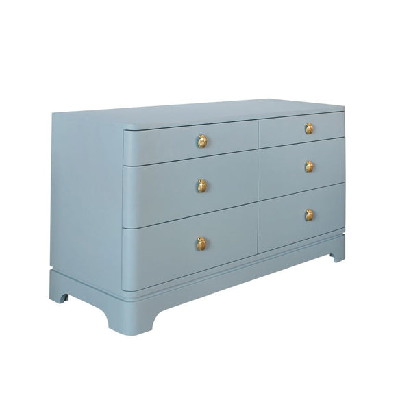 Fleur Light Blue Dresser with brass beetle hardware