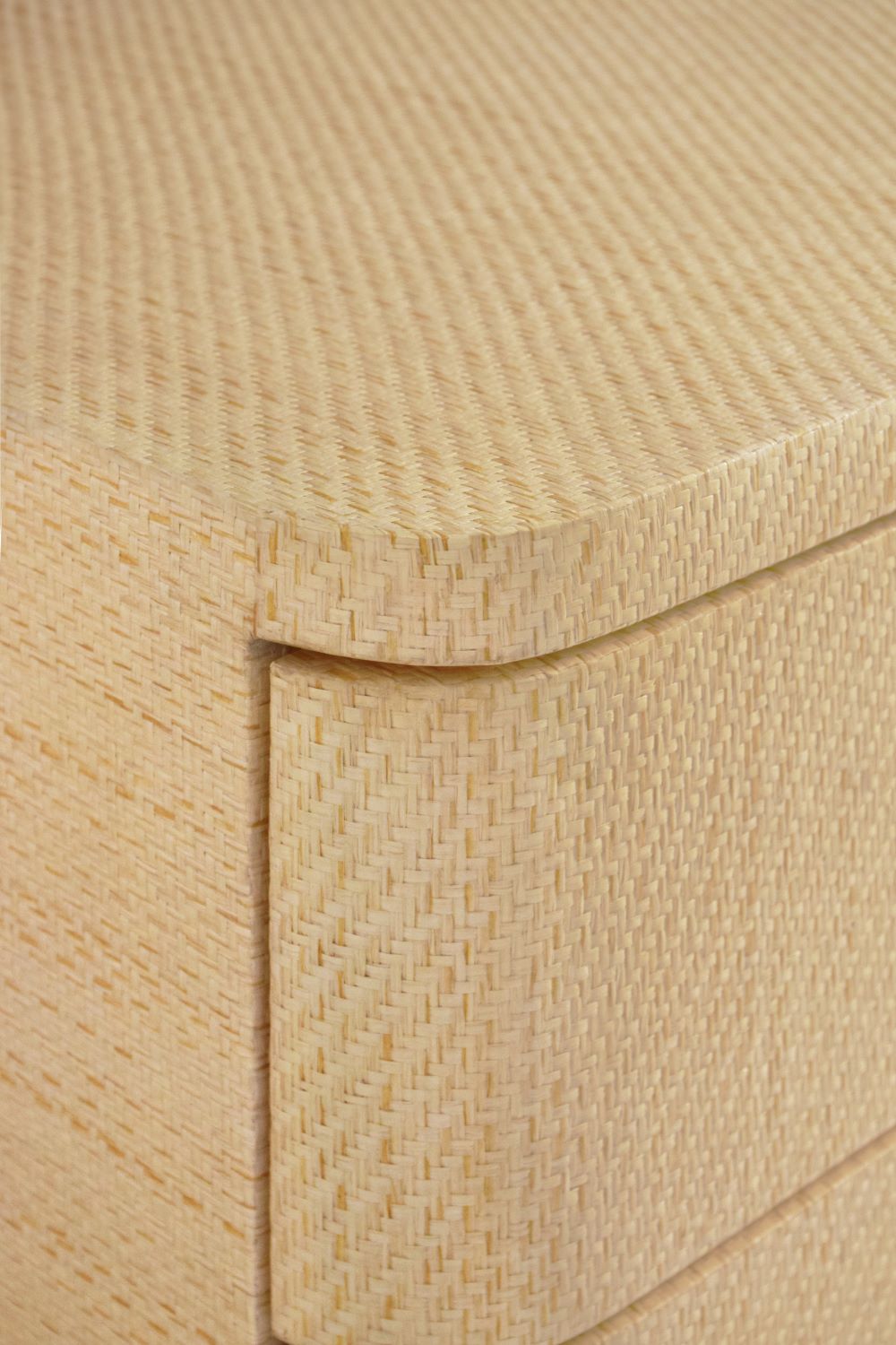 Fleur Natural Grasscloth Dresser  Rounded Corner Closeup 