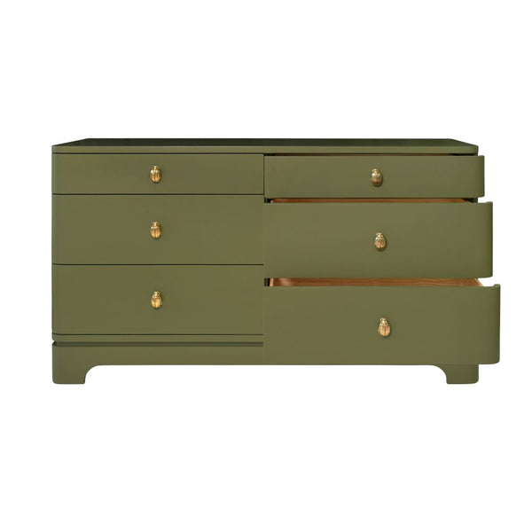 Fleur Olive Dresser with open drawers
