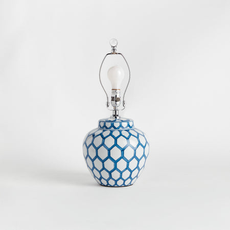 Kai Blue Honeycomb Table Lamp base and finial