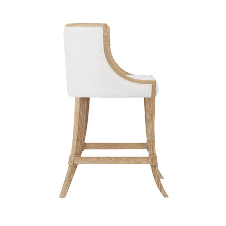 Karis Cerused Oak Counter Stool Klismos curved legs